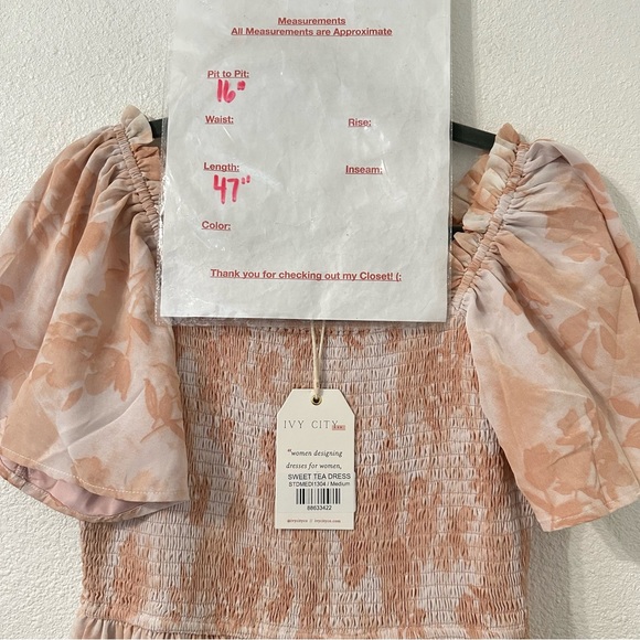 Ivy City Women’s Midi Tiered Flowy Blush Modest Sweet Tea Dress Size M - Picture 5 of 5